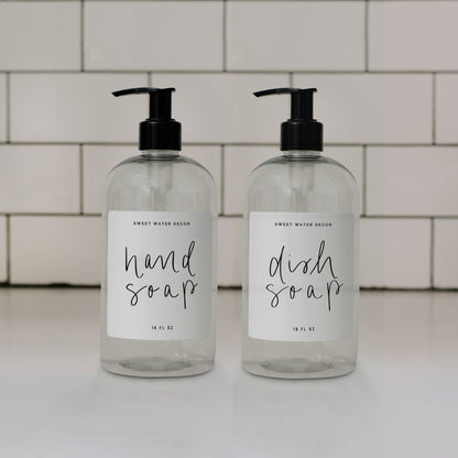 16oz Clear Plastic Countertop Dispenser Set of 2 - White Label by Sweet Water Decor