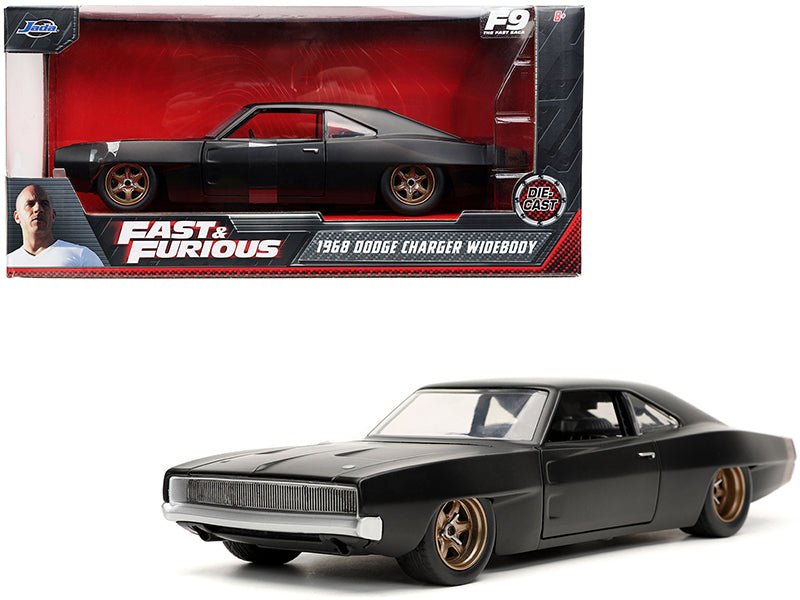 Dom's 1968 Dodge Charger Widebody Matt Black "Fast & Furious 9 F9" (2021) Movie 1/24 Diecast Model Car by Jada  free shipping USA