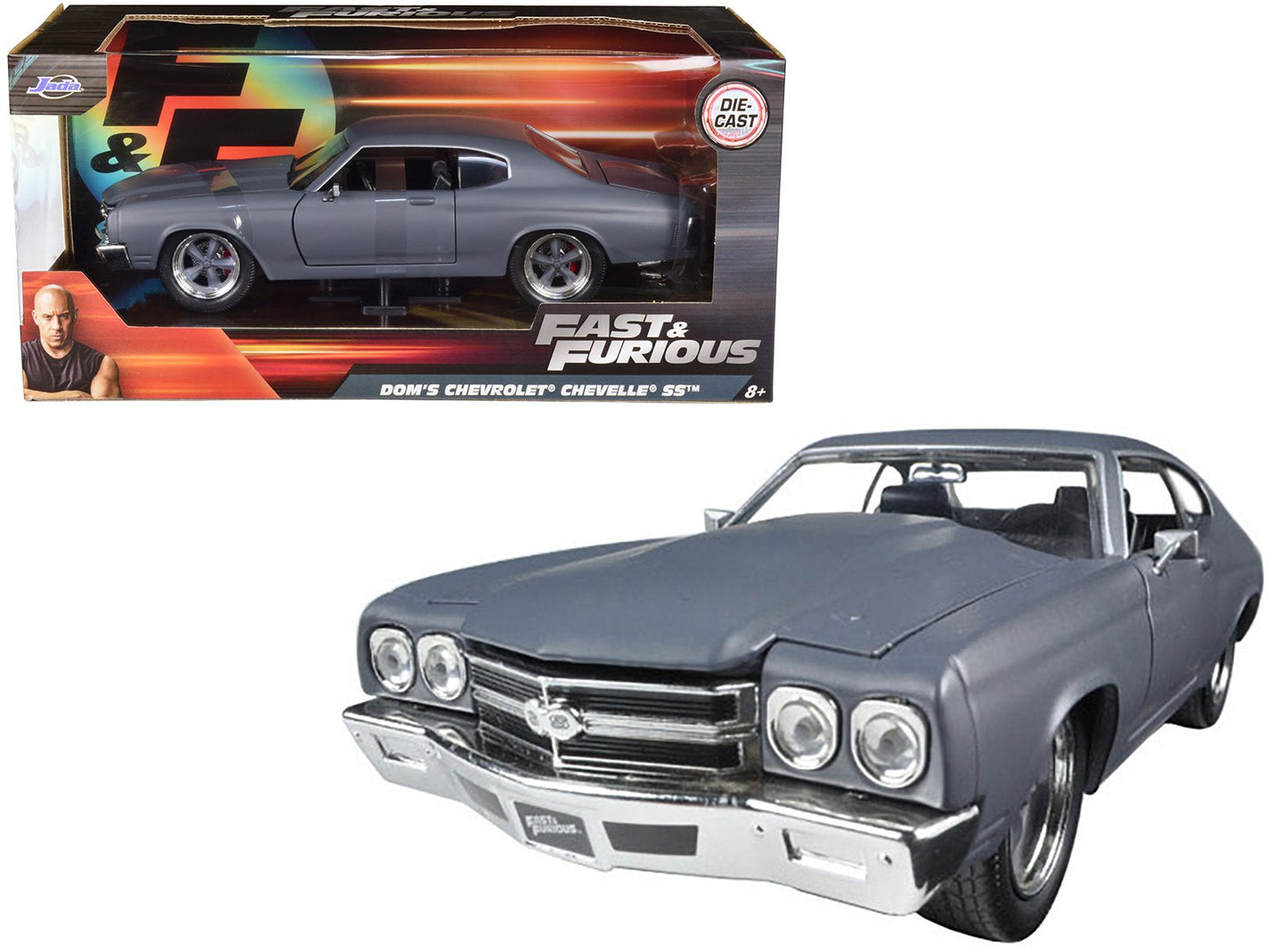 Dom's Chevrolet Chevelle SS Matt Gray "Fast & Furious" Movie 1/24 Diecast Model Car by Jada  free shipping USA