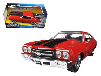 Dom's Chevrolet Chevelle SS Red with Black Stripes "Fast & Furious" Movie 1/24 Diecast Model Car by Jada  free shipping USA
