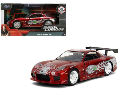 Dom's Mazda RX-7 Candy Red with Graphics "The Fast and the Furious" (2001) Movie "Fast & Furious" Series 1/32 Diecast Model Car by Jada  free shipping USA