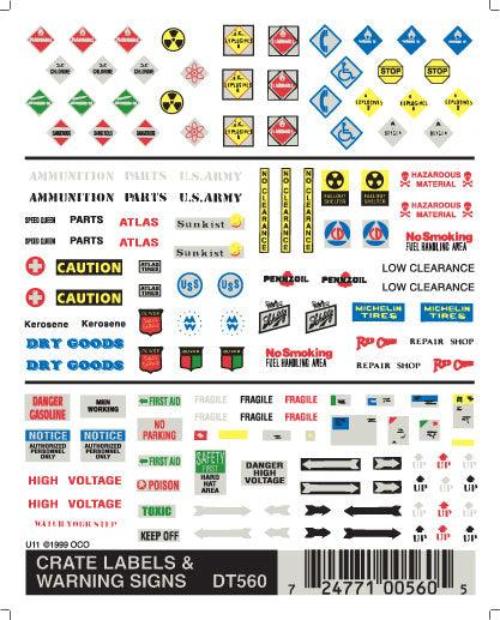 Woodland Scenics DT560 Crate Labels & Warning Signs Train Decal Sheet