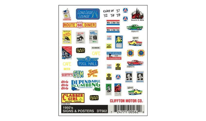 Woodland Scenics DT562 1950's Signs and Posters Decal / Stickers