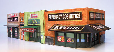 Downtown Deco 1062 HO Scale Classic American Block -- Cast-Hydrocal Kit - 4 x 7" 10.2 x 17.8cm