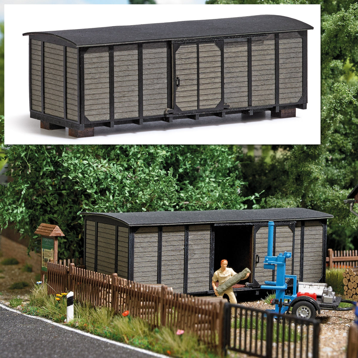Busch 1986 HO Scale Wooden Shed Laser-Cut Wood Kit