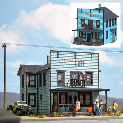 Busch 9722 HO Scale False-Front Wood Mary John's Hotel -- Laser-Cut Wood Kit - 6-1/16 x 4-7/16 x 4-1/16" 14.5 x 11.3 x 10.4cm