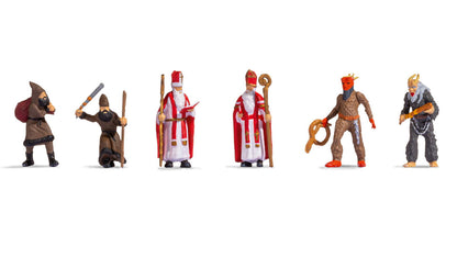 Noch 15929 HO Scale Santa Claus & Knecht Ruprecht, 6 Figures