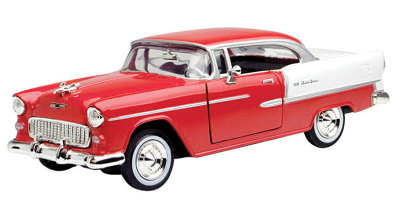 Motormax 73229AC-R 1/24 1955 Chevrolet Bel Air, Red and White