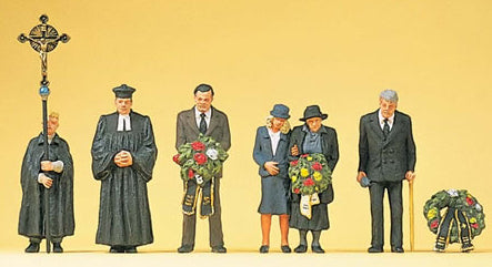 Preiser 10519 HO Scale Pedestrians Protestant Funeral pkg(6)