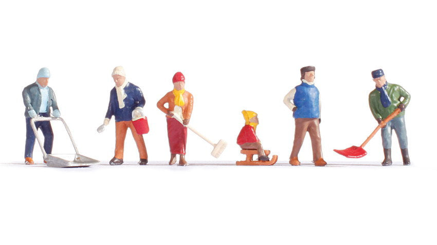 Noch 15928 HO Scale Winter Chores Figure Set, 6 Figures