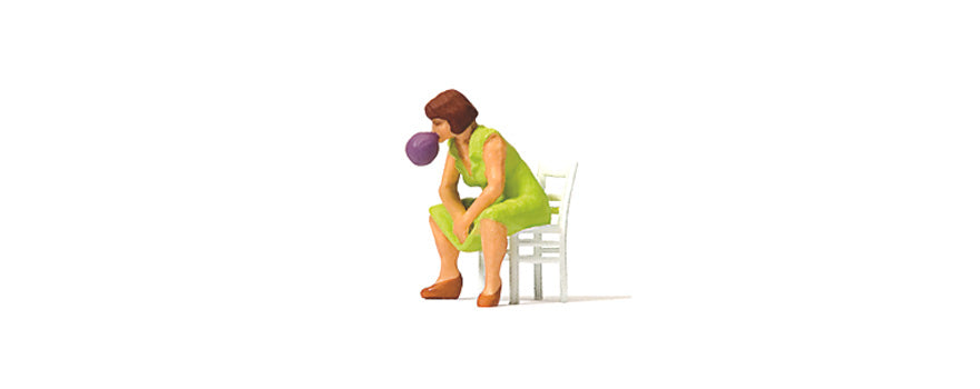 Preiser 28168 HO Scale Sitting Girl Blowing Bubble Gum Figure