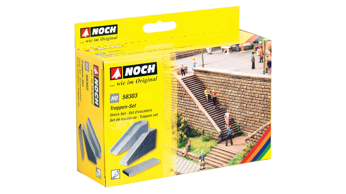 Noch 58303 HO Scale Hard Foam Stair Set, Left, Right & Straight
