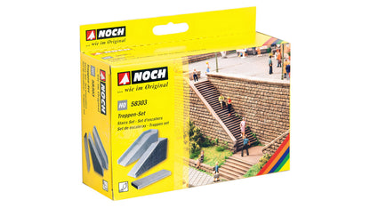 Noch 58303 HO Scale Hard Foam Stair Set, Left, Right & Straight