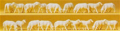 Preiser 14161 HO Scale Animals Sheep (white) pkg(18)