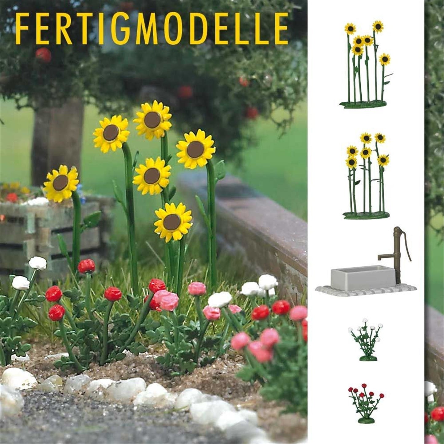 Busch 1232 HO Scale Sunflowers & Roses with Water Pump