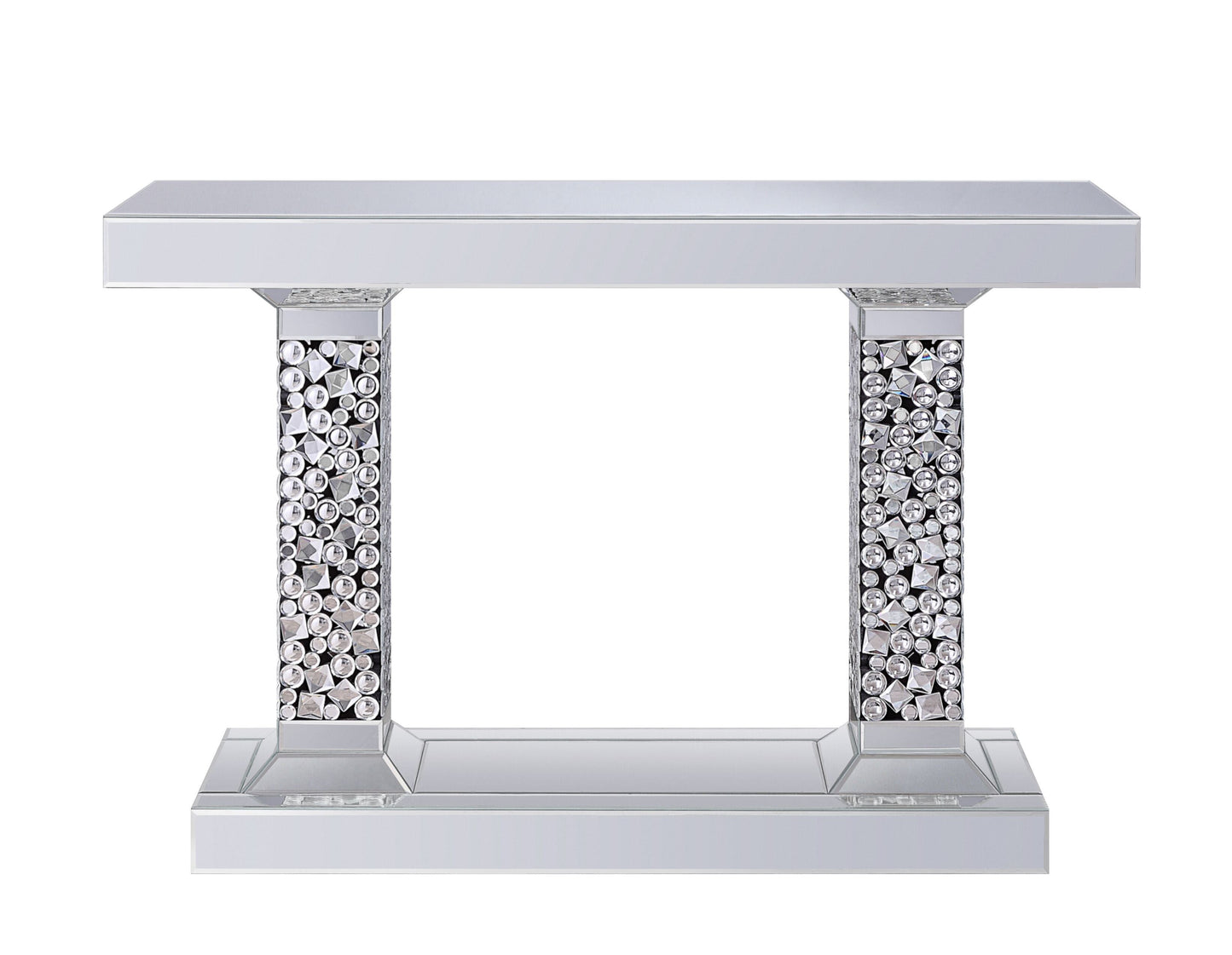 Lachina - Glam Mirrored Faux Gems Console Table - Silver by Couch.com