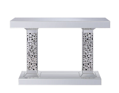 Lachina - Glam Mirrored Faux Gems Console Table - Silver by Couch.com
