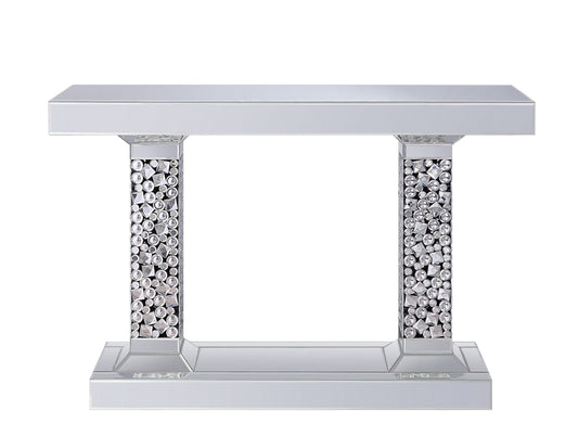 Lachina - Glam Mirrored Faux Gems Console Table - Silver by Couch.com