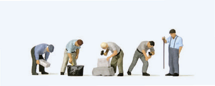Preiser 10669 HO Scale Working at the Quarrystone Wall Set