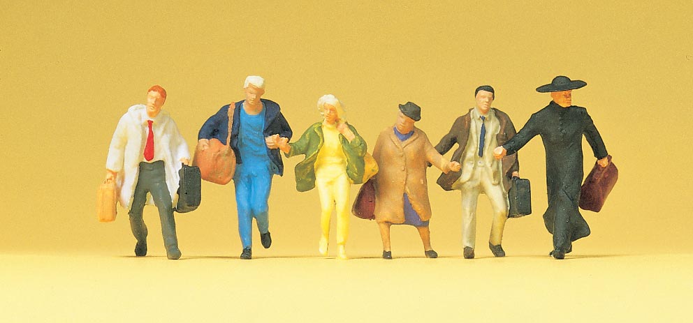 Preiser 14068 HO Scale Travellers Hurrying Figures (6)