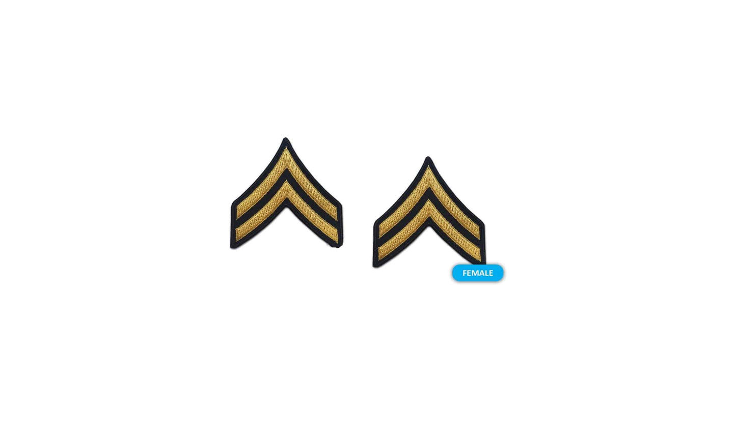 U.S. Army E4 Corporal Gold on Blue Sew-on - Small/Female