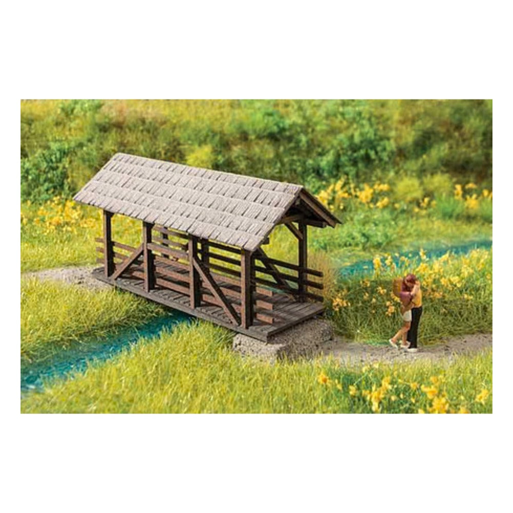Noch 14372 HO Scale Covered Pedestrian Bridge - Laser-Cut Minis -- Laser-Cut Kit