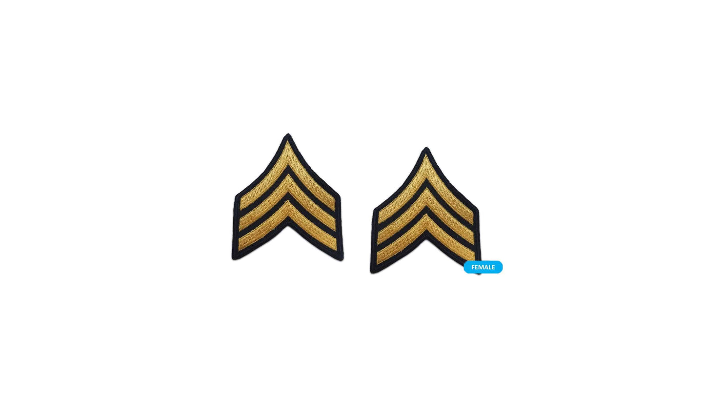 U.S. Army E5 Sergeant Gold on Blue Sew-on - Small/Female