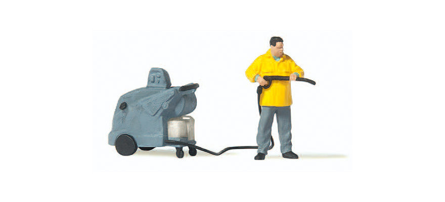 Preiser 28253 HO Scale Man with Pressure Washer Figure