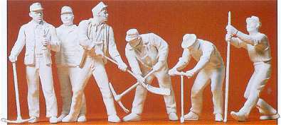 Preiser 45182 G Scale Unpainted Figures Railroad Track Crew