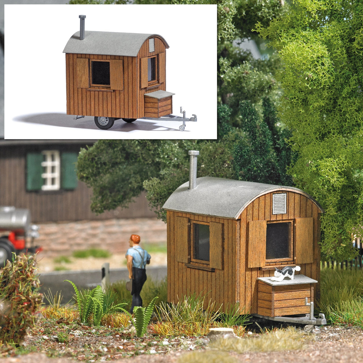 Busch 1984 HO Scale Logger's Trailer Hut, Brown Wood Kit