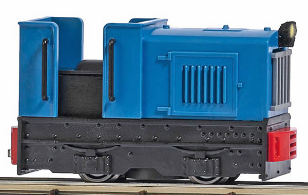 Busch 12116 Hn2 Scale Gmeinder 15/18 with Cab - 3V Battery Powered (Uses Z Gauge Track) - Feldbahn -- Blue, Black