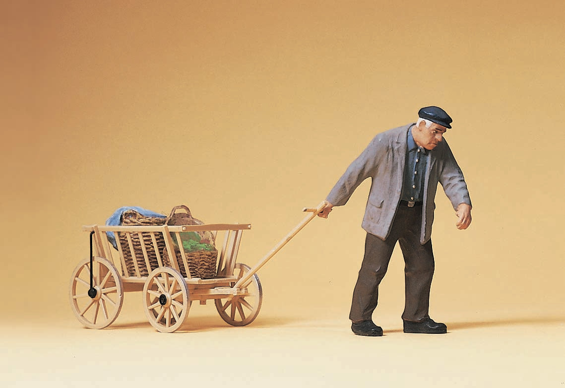 Preiser 45109 G Scale Man Pulling Hand Cart Figure