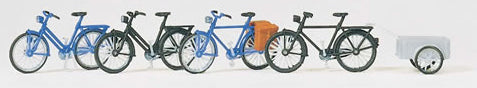 Preiser 17161 HO Scale Accessories Bicycles w/Trailer Kit pkg(4)