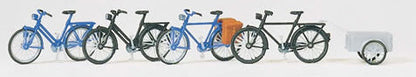 Preiser 17161 HO Scale Accessories Bicycles w/Trailer Kit pkg(4)