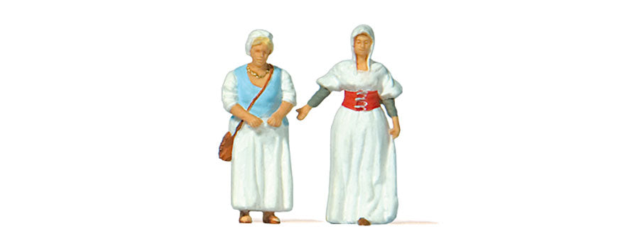 Preiser 28224 HO Scale Market Women in Medieval Dress Figures pkg(2)