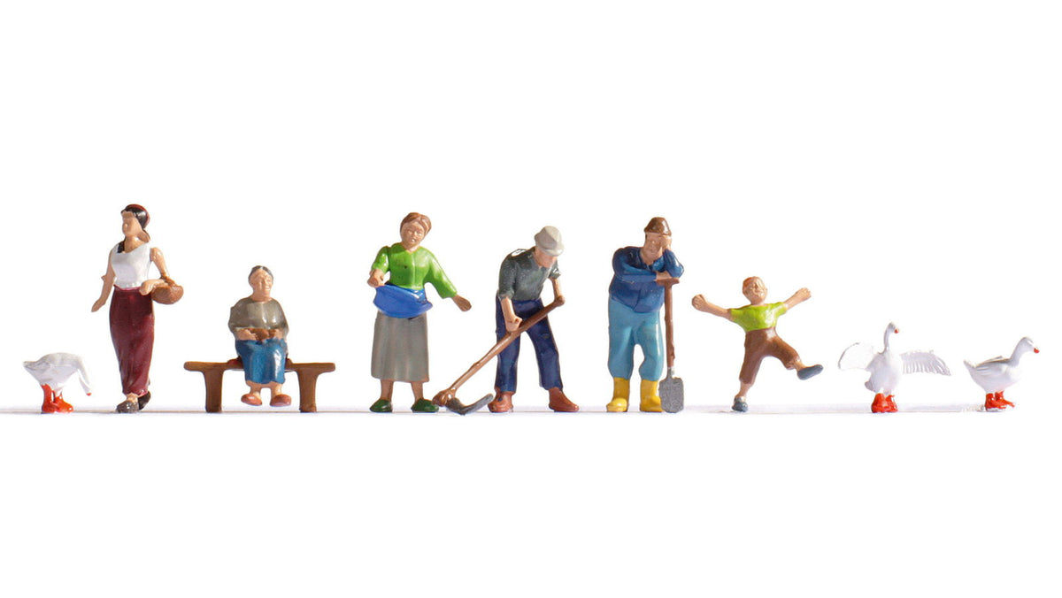 Noch 15629 HO Scale Farmers & Geese Figure Set, 6 Figures