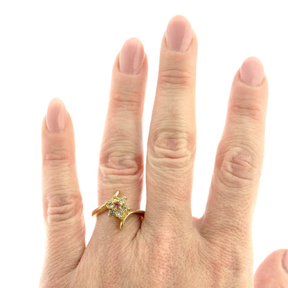Vintage 1970's Amethyst Crystal and Genuine Pinfire Opal Ring 18kt Yellow Gold Electroplated Ring by PVD Vintage Jewelry