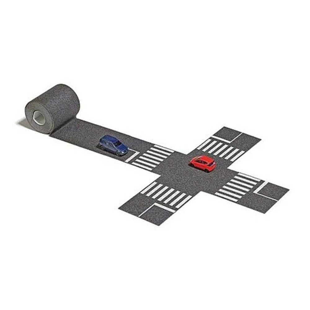 Busch 9795 N Scale Flexible Self-Adhesive 2-Lane Roadway with 4-Way Intersection -- Roadway is 1-9/16" 4cm Wide by 78-3/4" 200cm Long