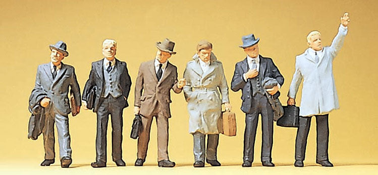 Preiser 10381 HO Scale Businessmen w/Coats Figures pkg(6)