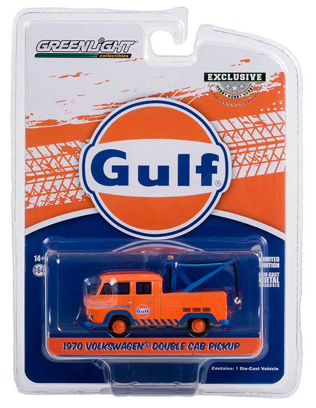 Greenlight 30412-CASE 1/64 1970 VW Double Cab Pickup Gulf, Case