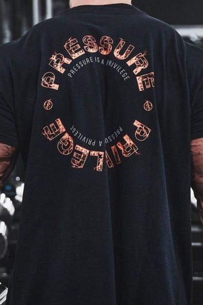 Men's Plus Size Letter Round Neck Short Sleeve T-Shirt