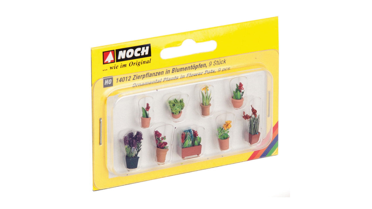 Noch 14012 HO Ornamental Plants in Pots #2, Pkg. of 9