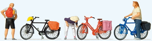 Preiser 10659 HO Scale Cyclists' Short Break w/Bikes pkg(3)