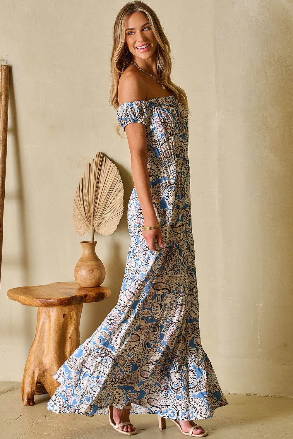 Bria Off Shoulder Maxi Dress by Threaded Pear