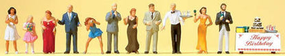 Preiser 10554 HO Scale Pedestrians Birthday Party Goers pkg(12)