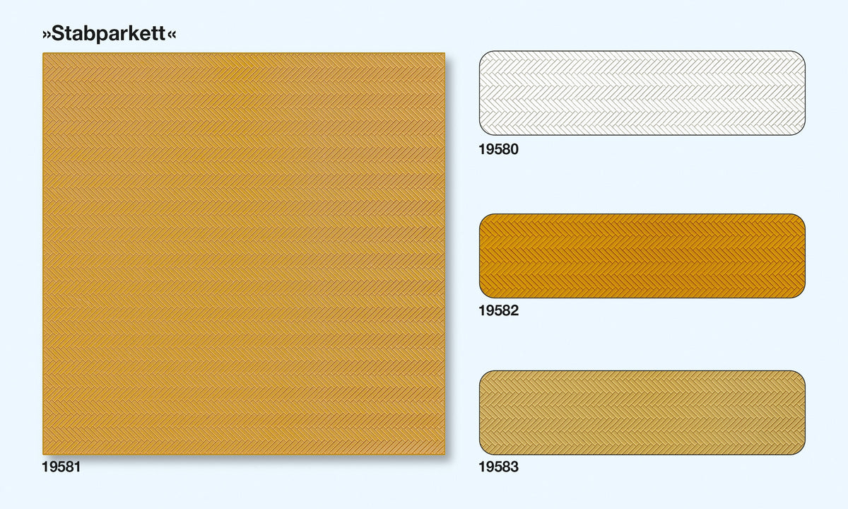 Preiser 19580 HO Scale White Herringbone Parquet Kit, 3 Panels