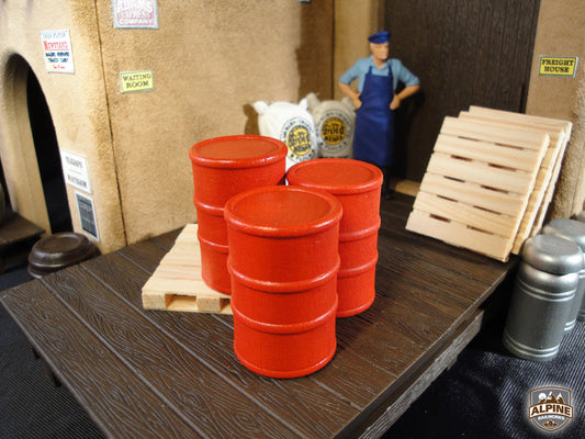Alpine Railworks 1006 G Scale Oil Barrels (Plain, Orange) (3)