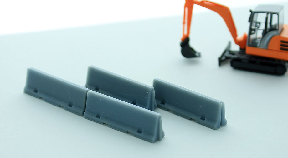 3D To Scale 87-100-GY 1/87 (HO) Jersey Barriers, 4 Pack