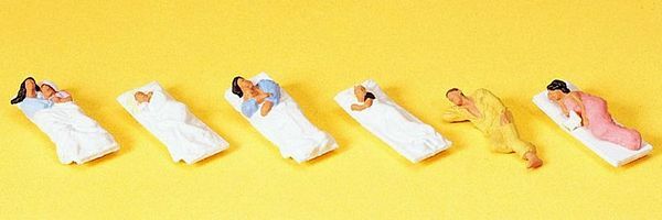 Preiser 10300 HO Scale Passengers Sleeping pkg(6)