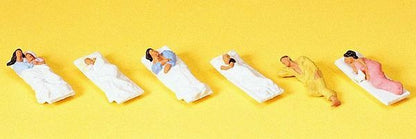 Preiser 10300 HO Scale Passengers Sleeping pkg(6)